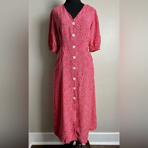 Everly red and white print dress